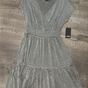 Caution To The Wind Black & White Striped Dress